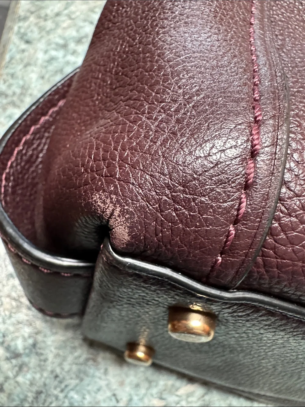 Coach Pebbled Leather Shoulder Bag in burgundy